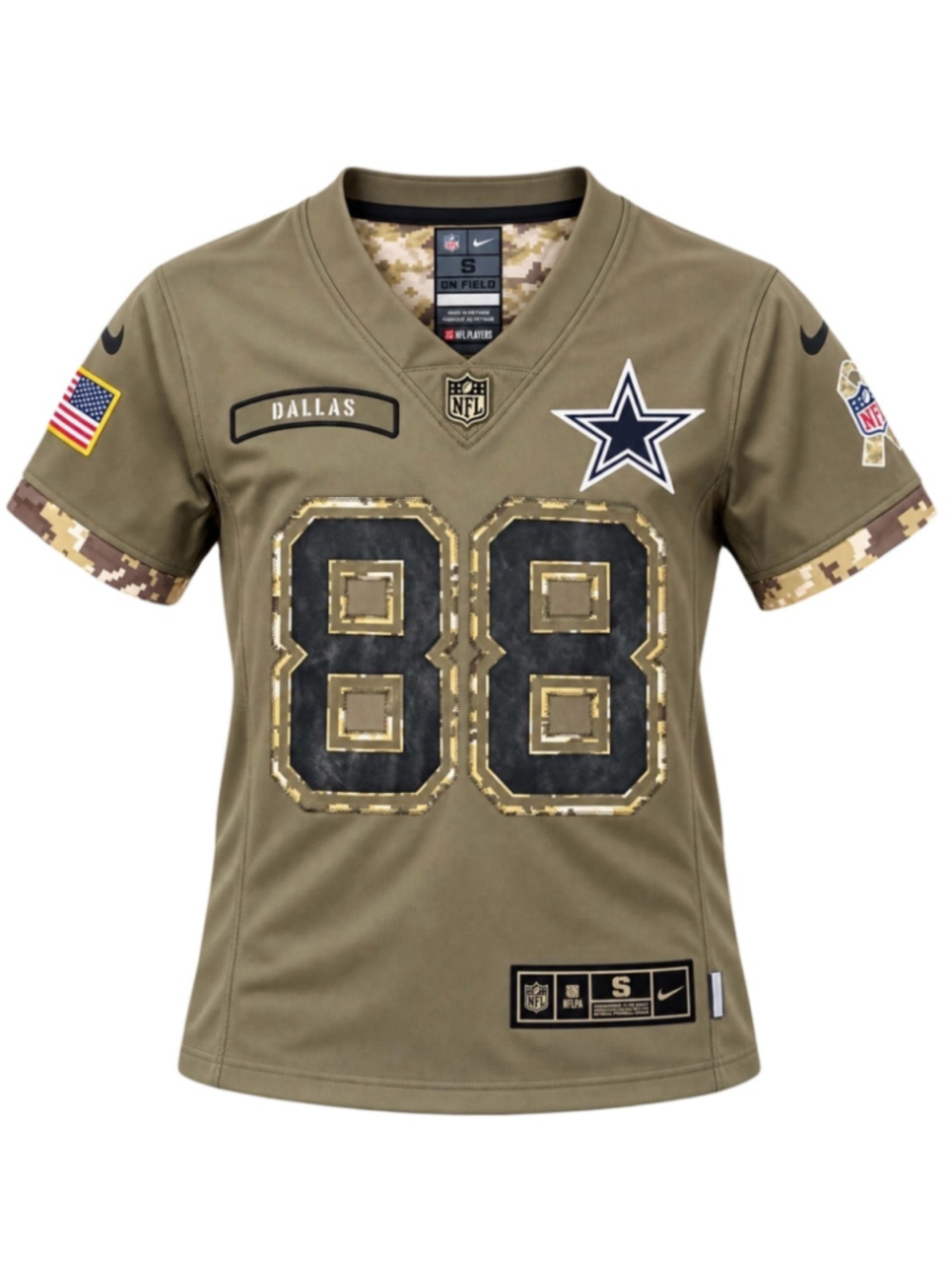 Boys Nike Dallas Cowboys CeeDee Lamb 88 Jersey Olive Camo Size S